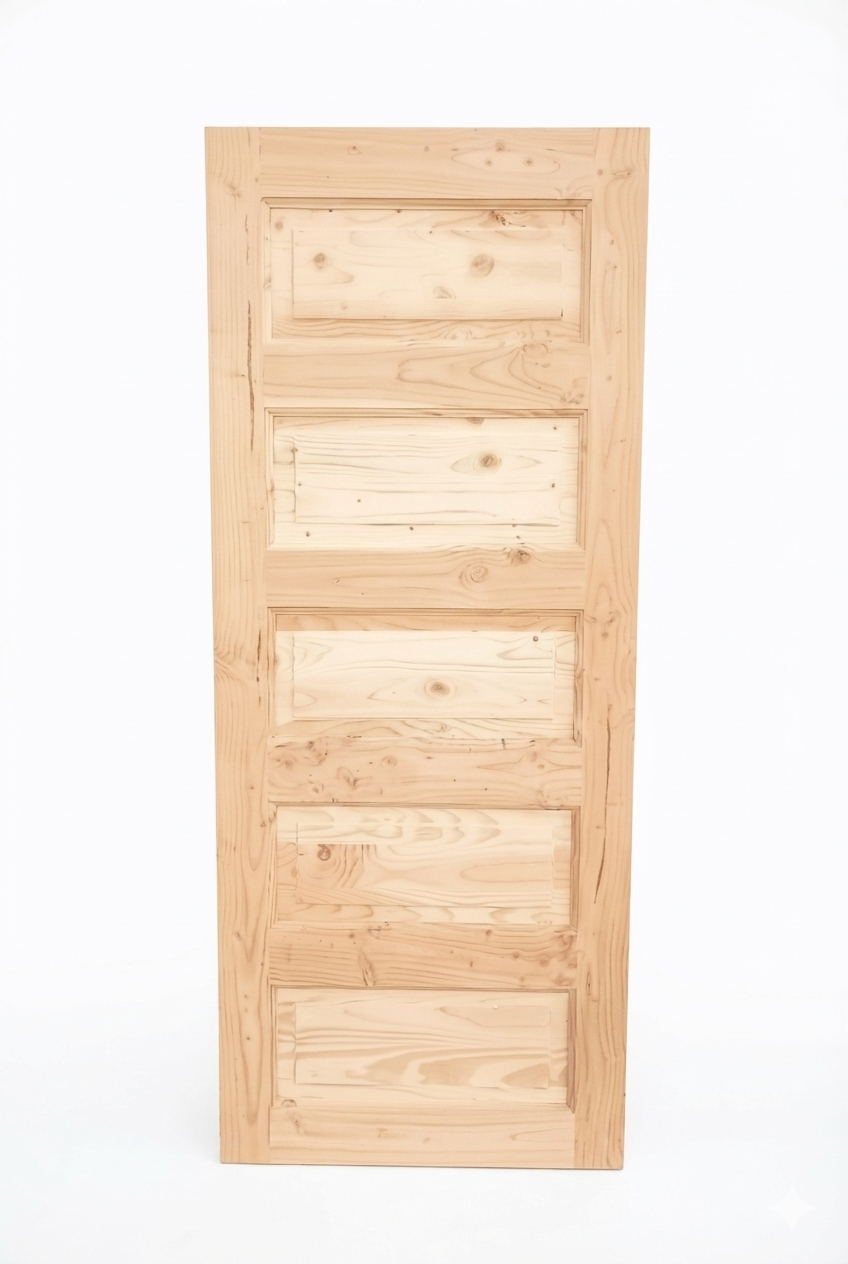 Puerta 5 Paneles Pino Oregón